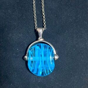 Sterling Silver & Marano Glass Pendant w/ Chain